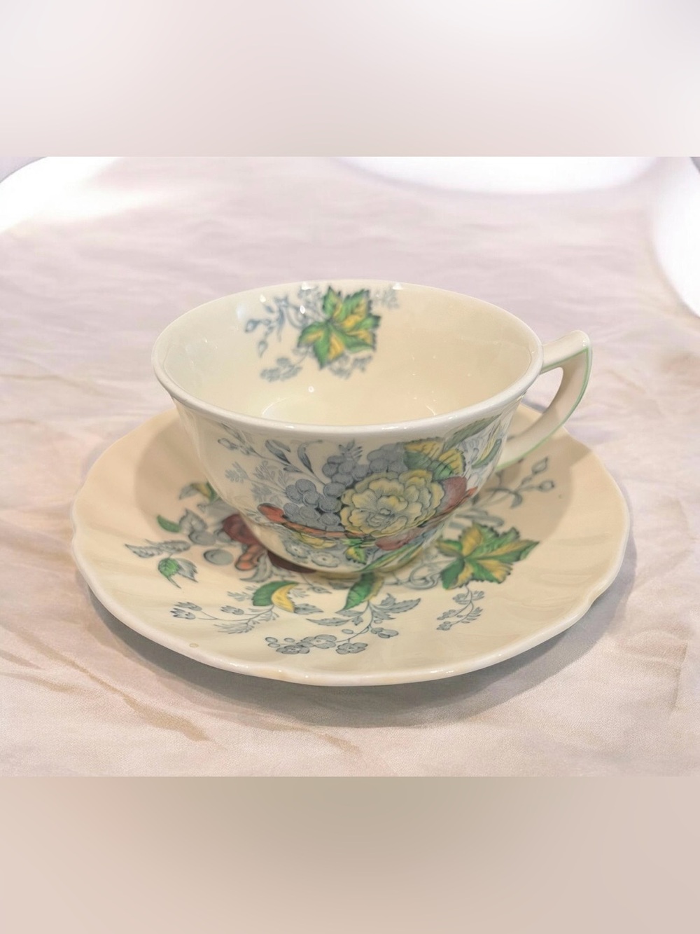 Vintage 1932 ROYAL DOULTON The Kirkwood Multicolor Tea Cup & Saucer.